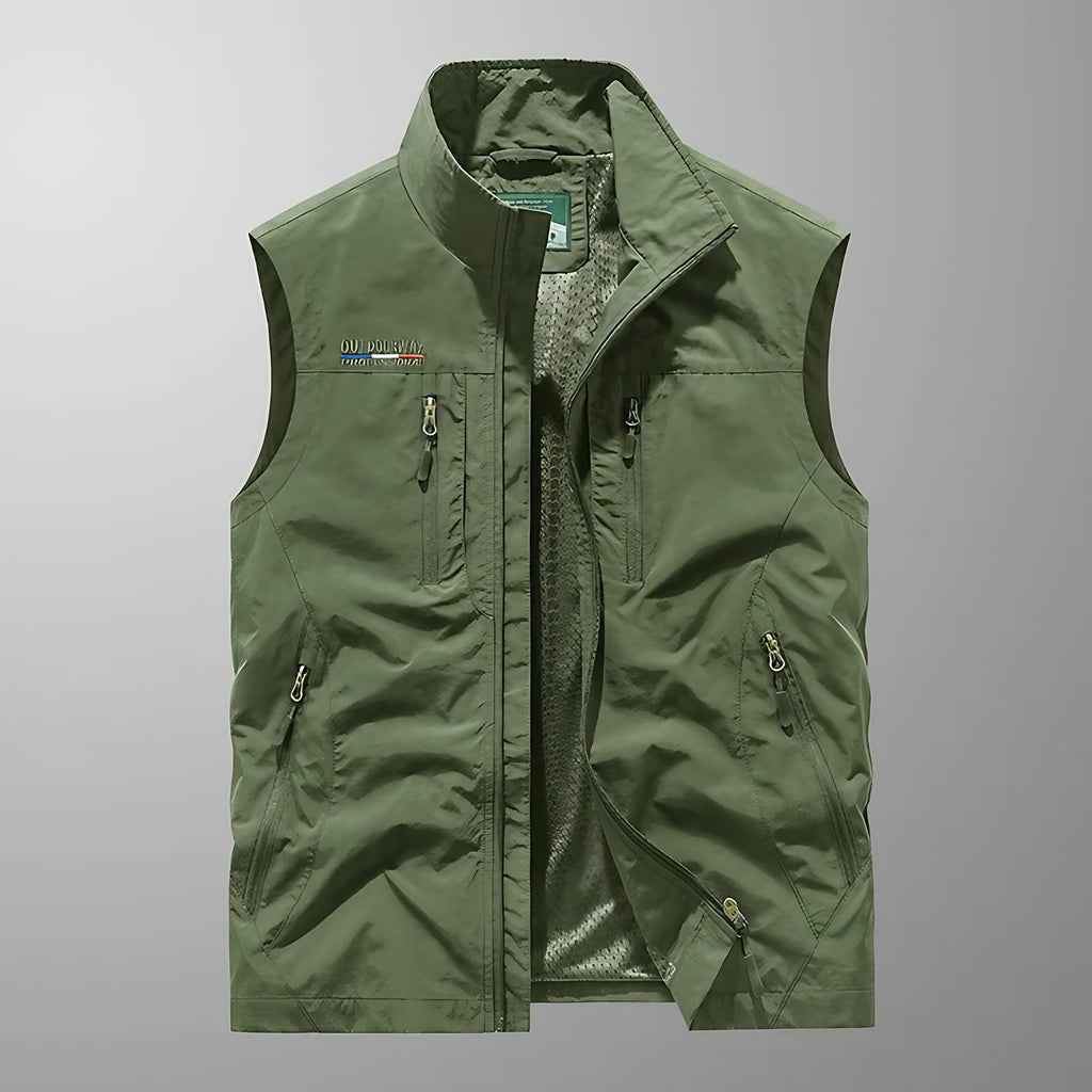 Gilet sans manches homme multipoches zippées, du XS au 4XL, vert