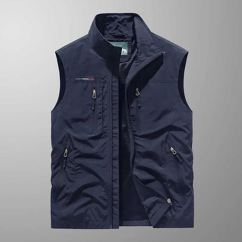 Gilet sans manches homme multipoches zippées, du XS au 4XL, bleu marine