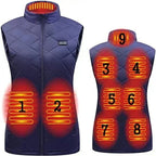 Gilet chauffant femme 9 zones, réglage haut et bas du corps