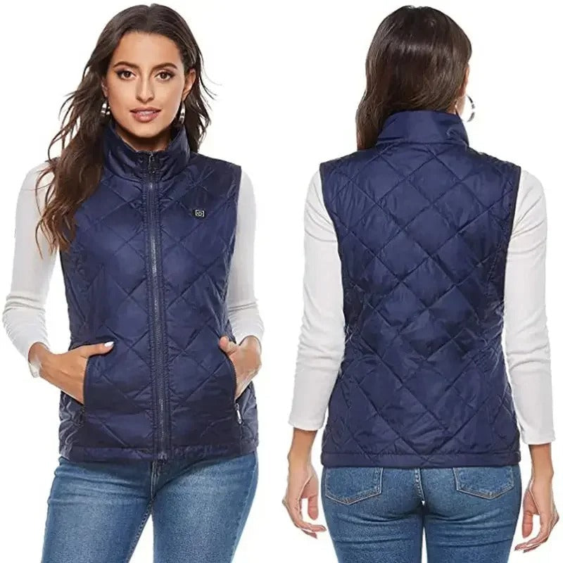 Gilet chauffant femme 9 zones, réglage haut et bas du corps