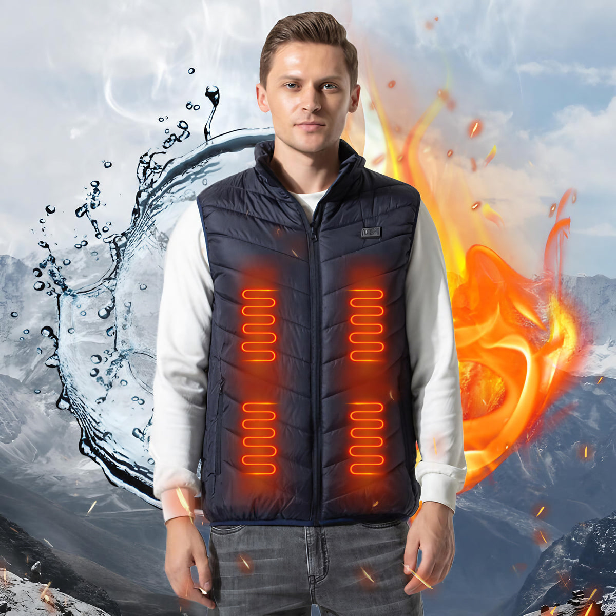 Gilet chauffant homme USB, 13 zones, trois niveaux de chaleur