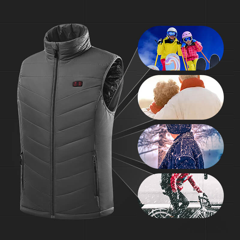 Gilet chauffant homme USB, 13 zones, trois niveaux de chaleur