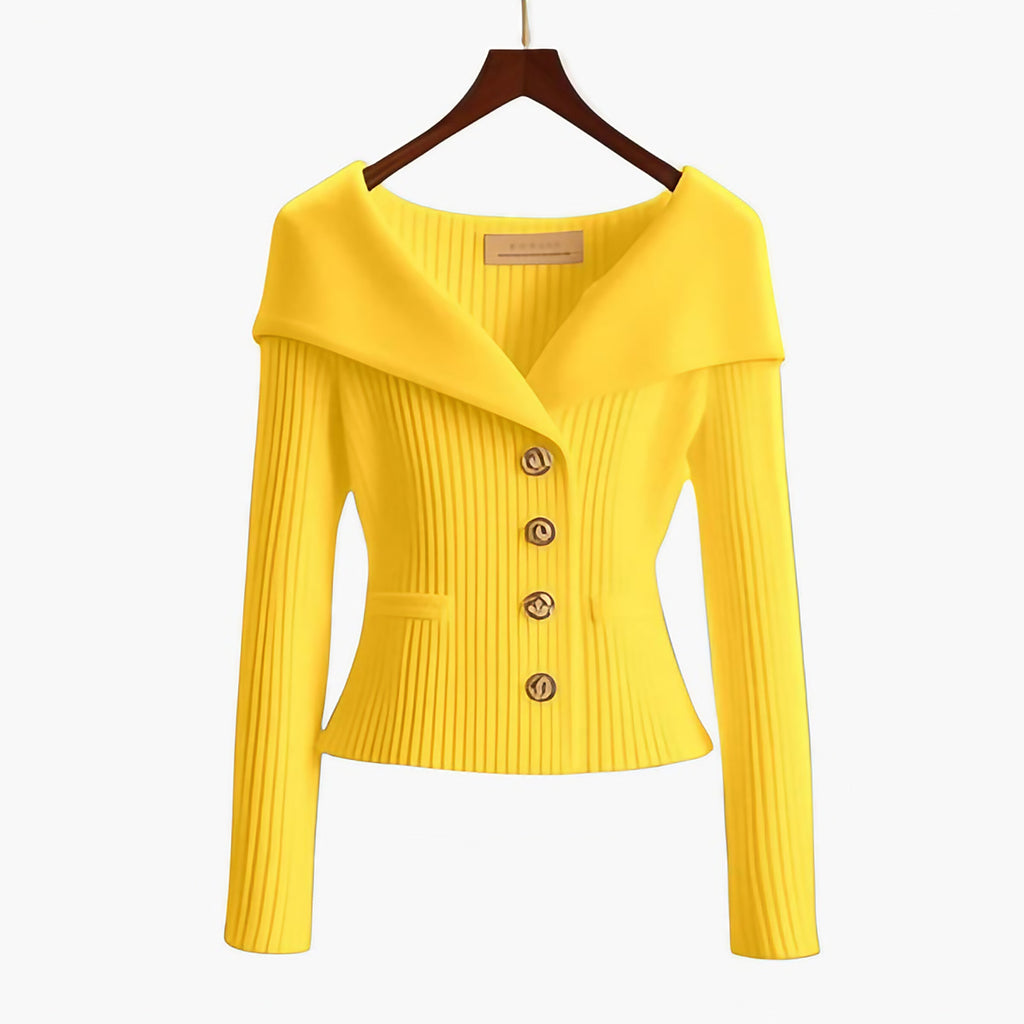 Gilet court femme côtelé boutonné, dix coloris, une seule taille, jaune