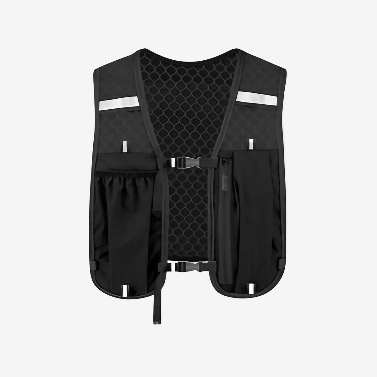 Gilet de course mixte à poches, réglable, éléments réfléchissants, noir