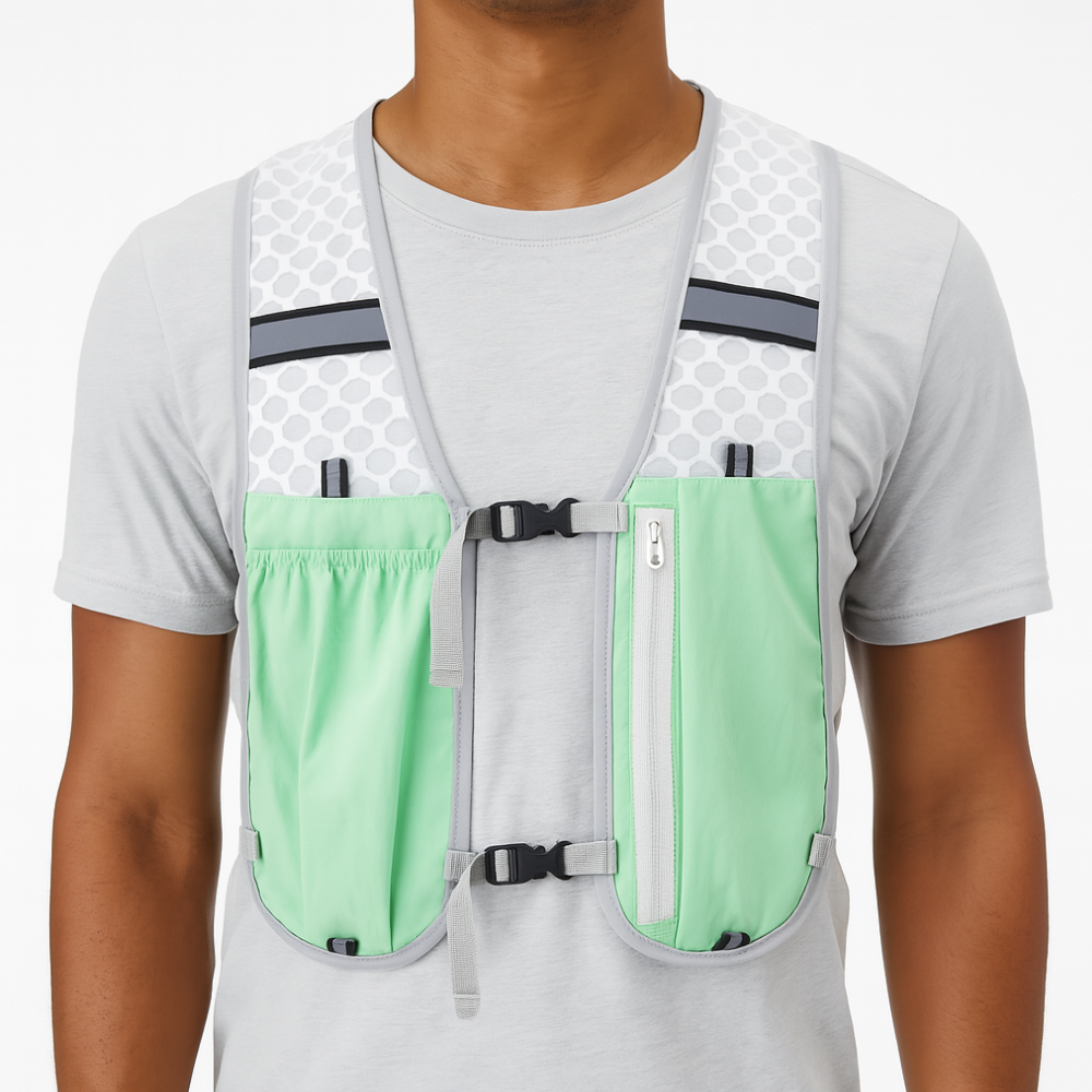 Gilet de course mixte à poches, réglable, éléments réfléchissants