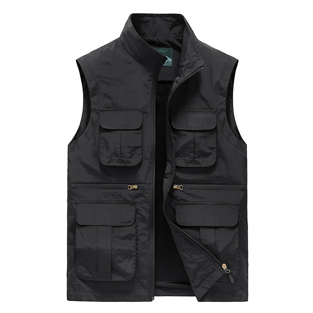 Gilet multipoches homme à séchage rapide, six poches, du M au 7XL, noir