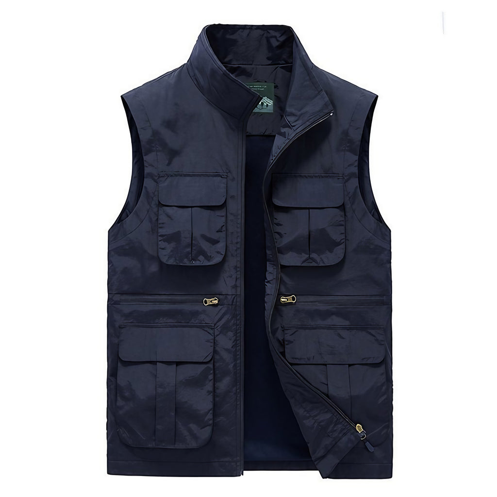 Gilet multipoches homme à séchage rapide, six poches, du M au 7XL, bleu marine