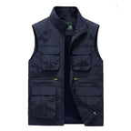 Gilet multipoches homme à séchage rapide, six poches, du M au 7XL, bleu marine