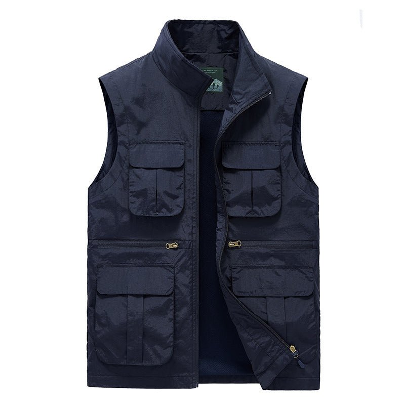 Gilet multipoches homme à séchage rapide, six poches, du M au 7XL, bleu marine