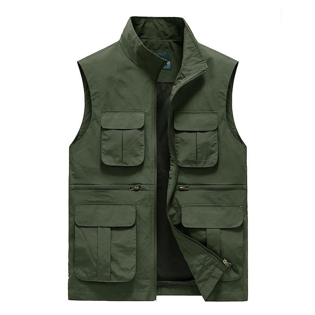 Gilet multipoches homme à séchage rapide, six poches, du M au 7XL, vert armée