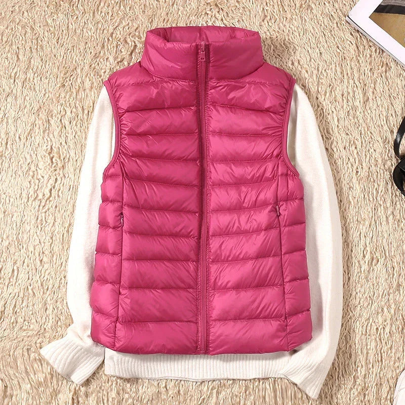 Doudoune sans manches femme légère, col montant, 14 coloris