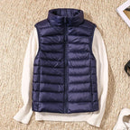 Doudoune sans manches femme légère, col montant, 14 coloris, bleu foncé