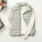 Doudoune sans manches femme légère, col montant, 14 coloris, vert clair
