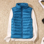 Doudoune sans manches femme légère, col montant, 14 coloris, bleu clair