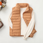 Doudoune sans manches femme légère, col montant, 14 coloris, orange