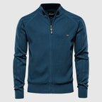 Cardigan zippé homme, fermeture éclair intégrale, du S au XL, bleu