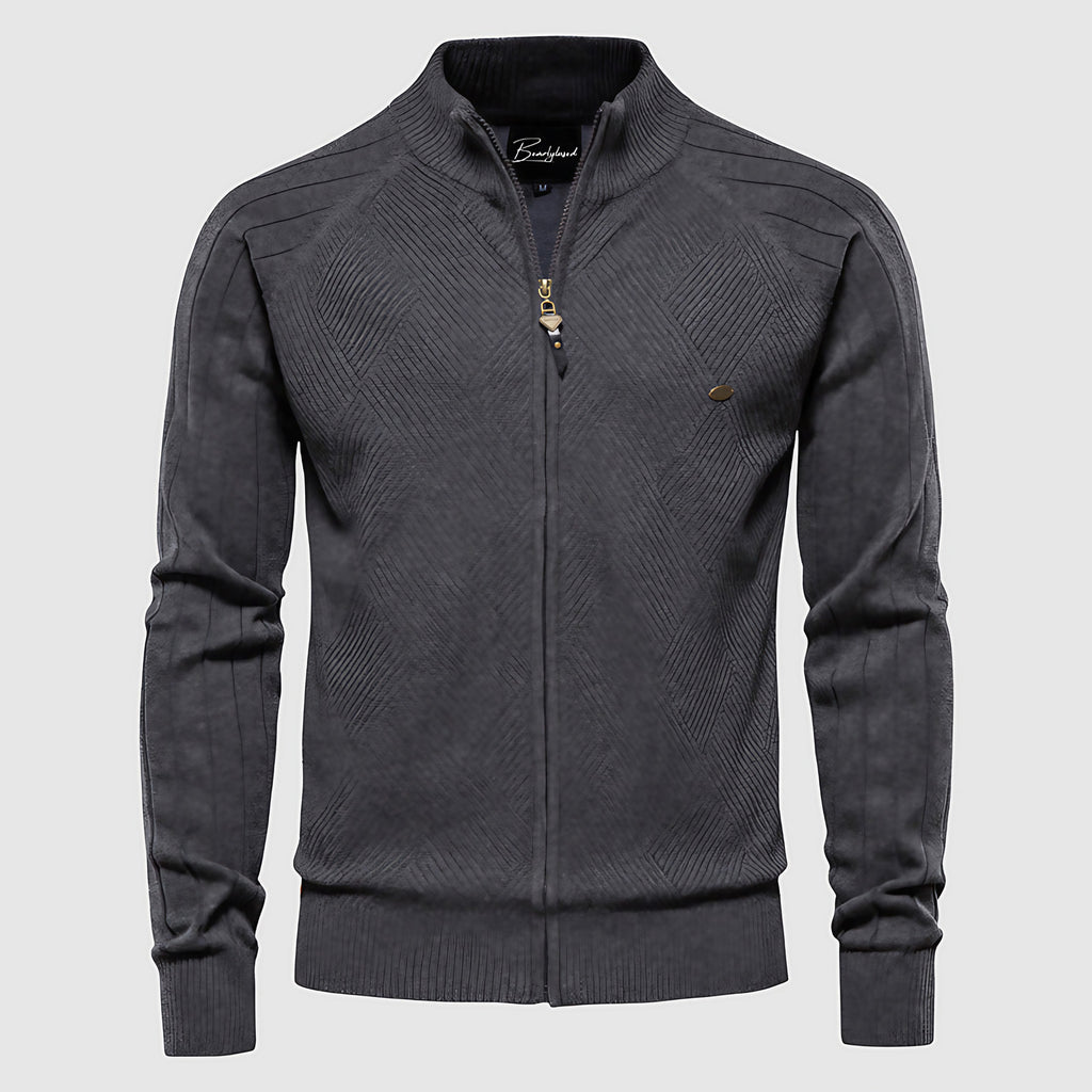 Cardigan zippé homme, fermeture éclair intégrale, du S au XL, gris