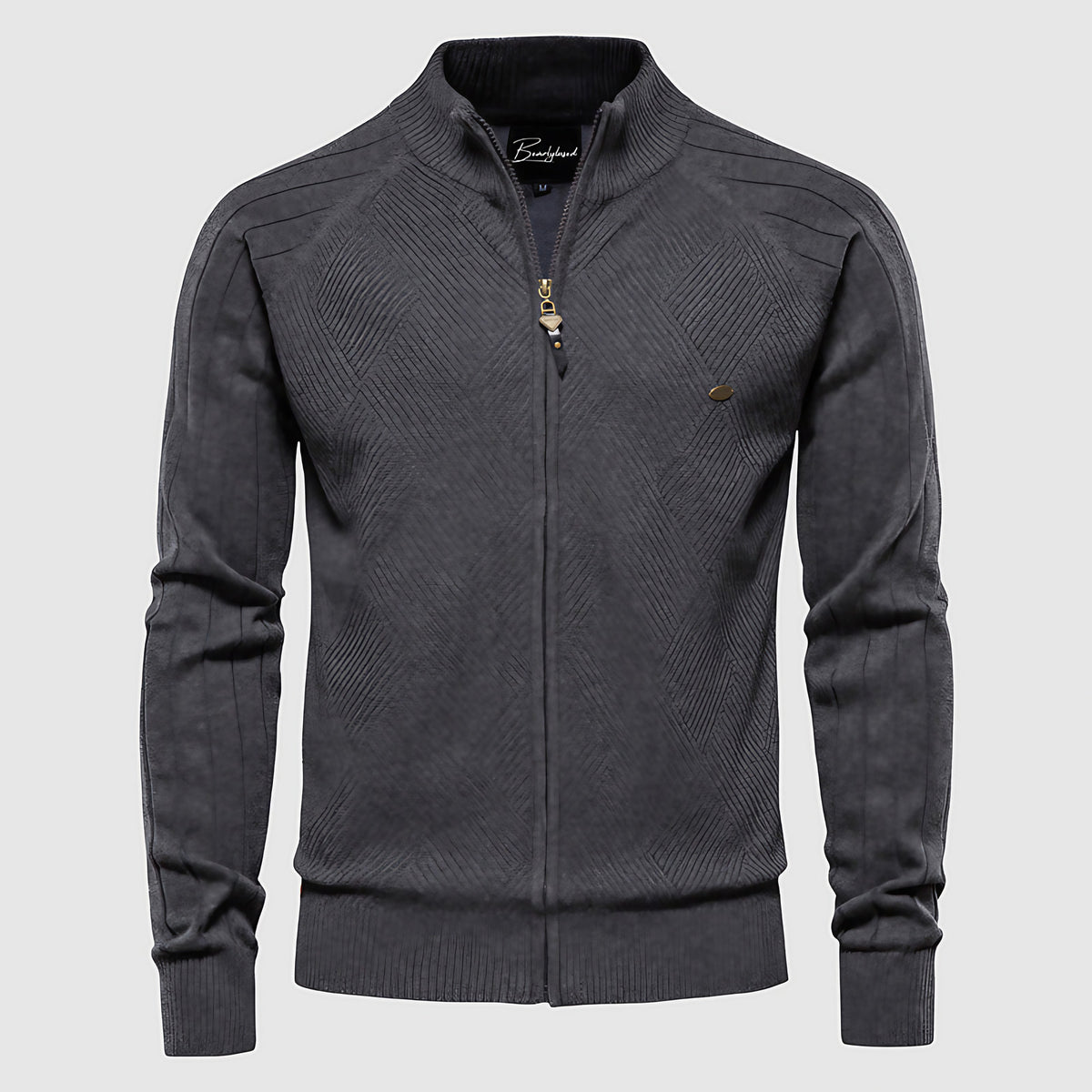 Cardigan zippé homme, fermeture éclair intégrale, du S au XL, gris