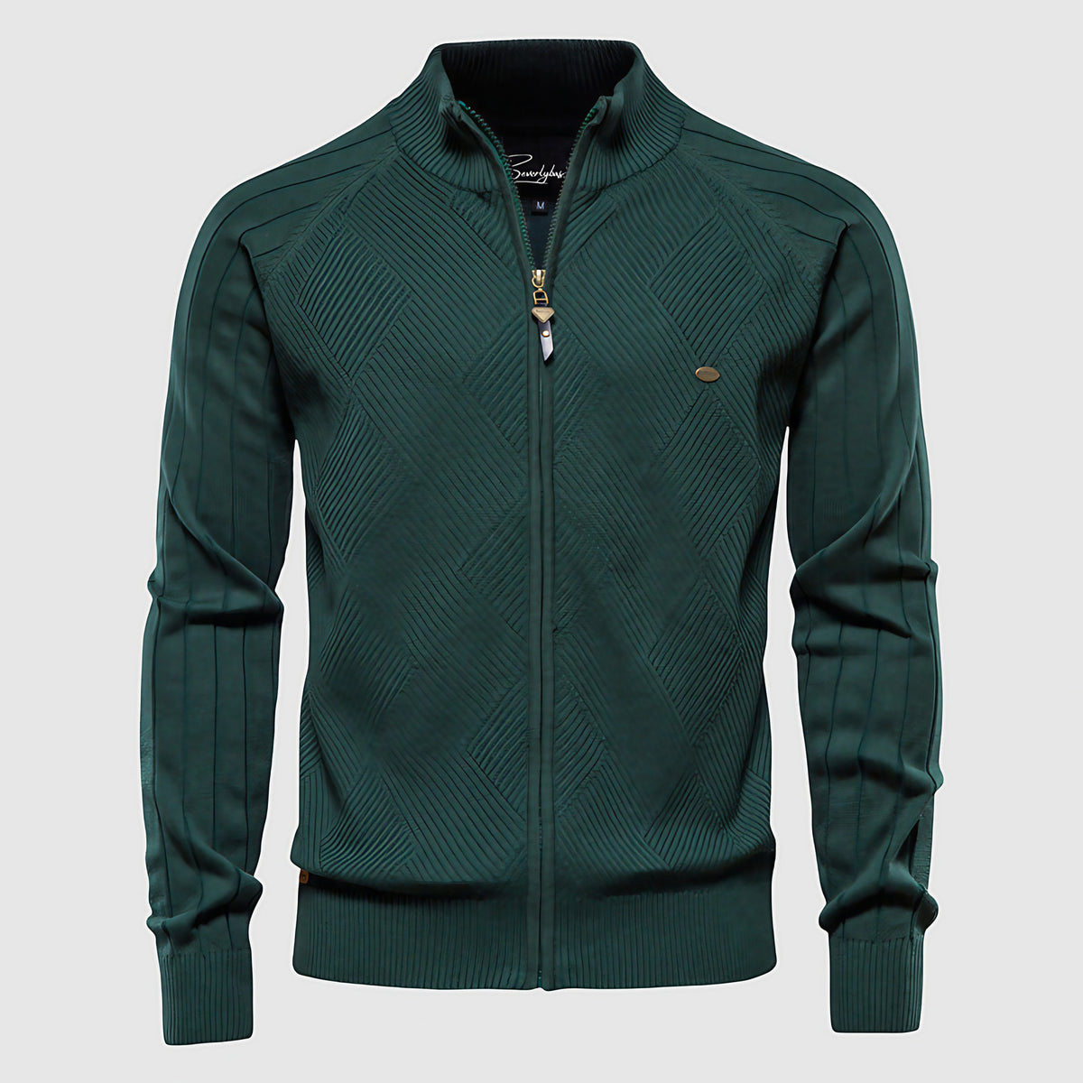 Cardigan zippé homme, fermeture éclair intégrale, du S au XL, vert