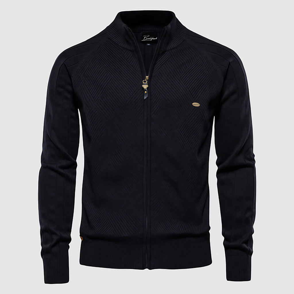 Cardigan zippé homme, fermeture éclair intégrale, du S au XL, noir