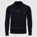 Cardigan zippé homme, fermeture éclair intégrale, du S au XL, noir