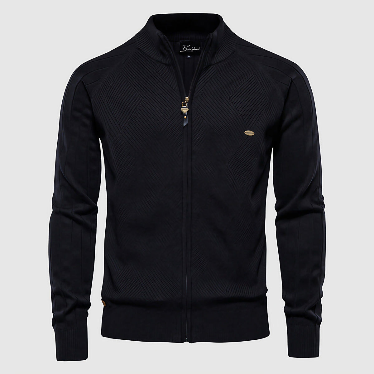 Cardigan zippé homme, fermeture éclair intégrale, du S au XL, noir