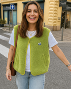 Gilet homme ouvert sur le devant, pour l'automne et l'hiver, vert