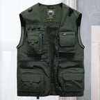 Gilet sans manches homme multipoches pour l'été, cinq coloris, vert armée