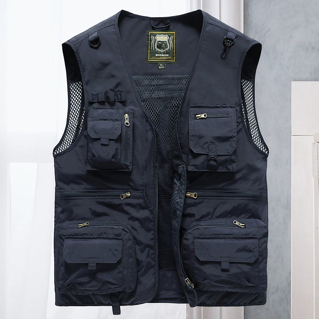 Gilet sans manches homme multipoches pour l'été, cinq coloris, bleu marine