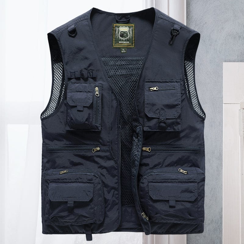 Gilet sans manches homme multipoches pour l'été, cinq coloris, bleu marine