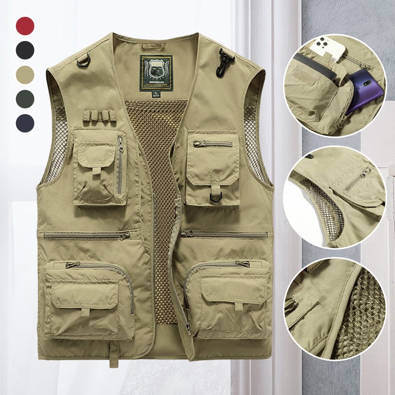 Gilet sans manches homme multipoches pour l'été, cinq coloris