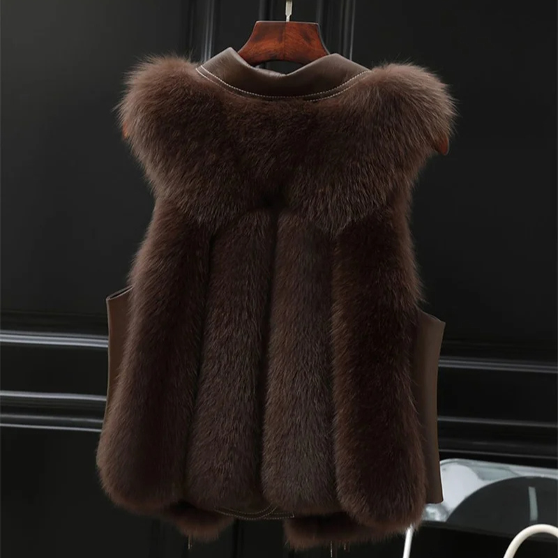 Gilet femme doublé à grand col à revers et liens à la taille