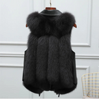 Gilet femme doublé à grand col à revers et liens à la taille