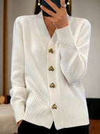 Gilet femme à boutons cœur dorés, coupe ajustée, du XS au 3XL, blanc