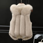 Gilet femme à grand col à revers, liens à nouer à la taille