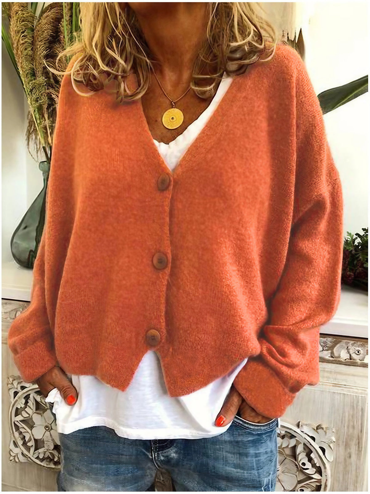 Gilet femme à col V, six coloris, du XS au 3XL, orange
