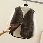 Gilet sans manches femme chaud, trois coloris, du XS au 3XL, marron