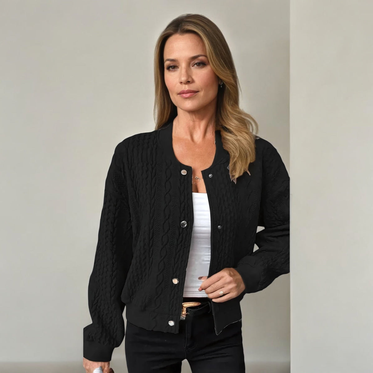 Gilet femme en maille tricotée, cinq coloris, du XS au 3XL, noir