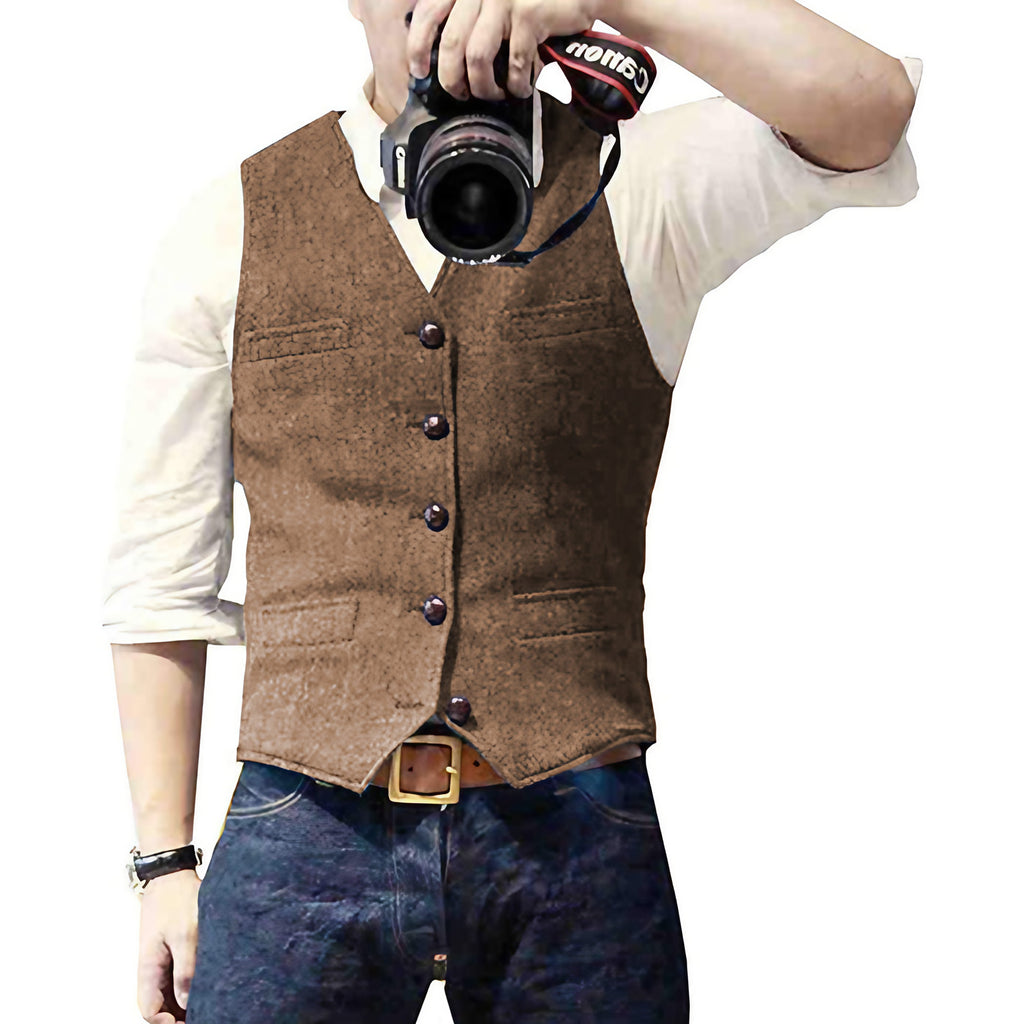 Gilet homme coupe ajustée, sept coloris, du XS au 3XL, marron