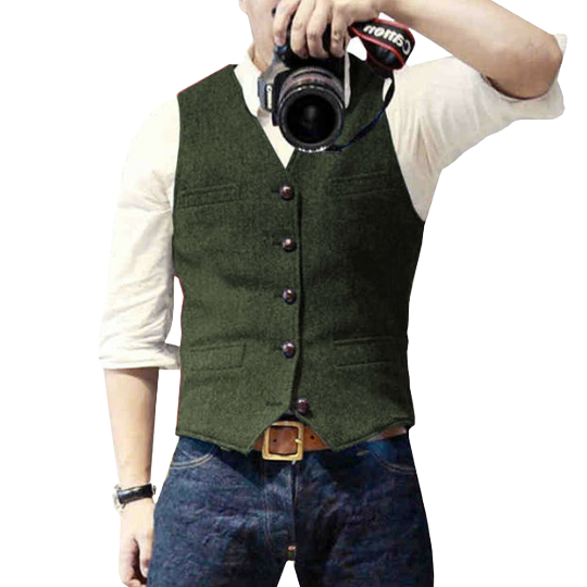 Gilet homme sans manches coupe ajustée, sept coloris, vert