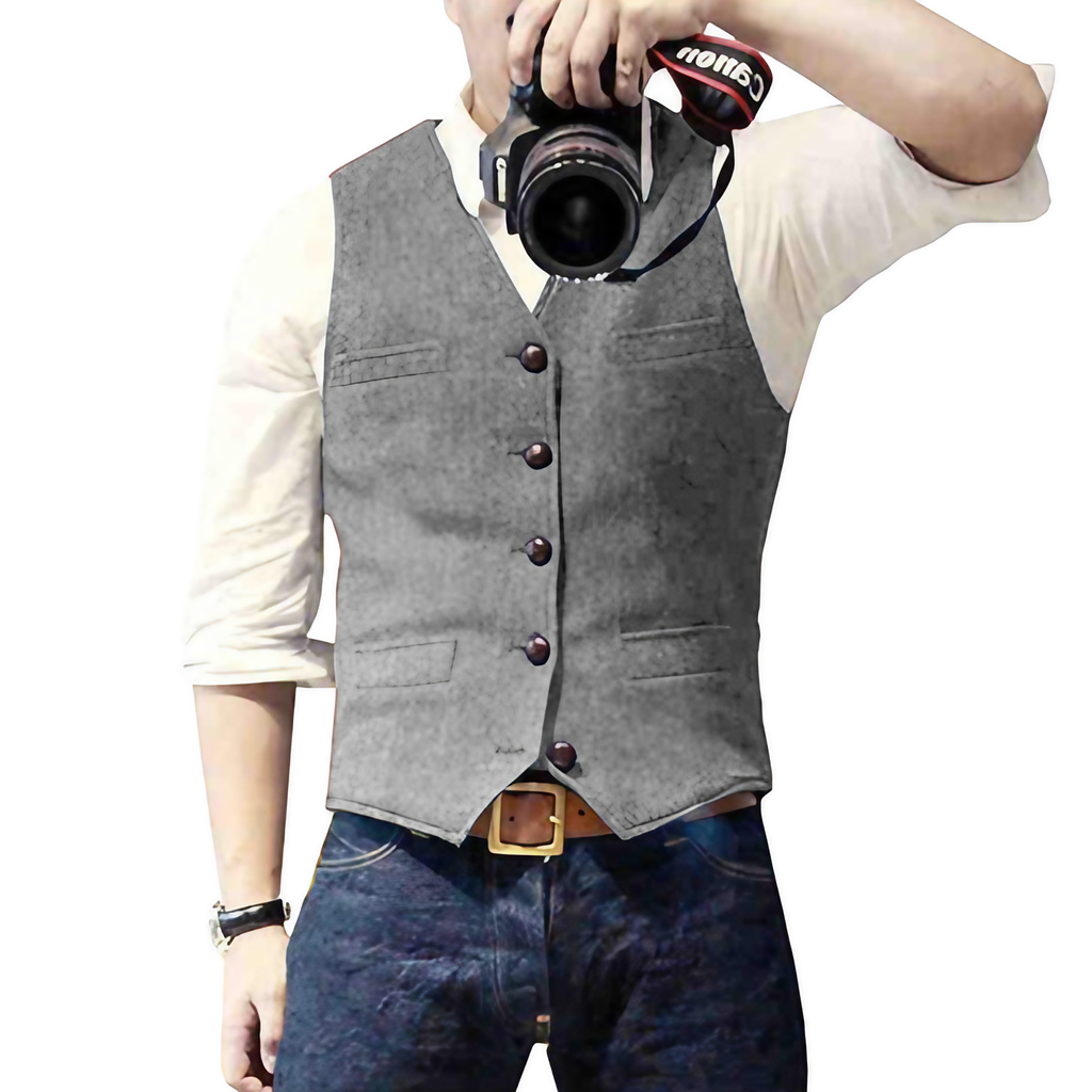Gilet homme sans manches coupe ajustée, sept coloris, gris