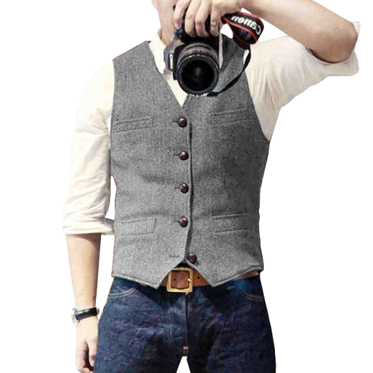 Gilet homme sans manches coupe ajustée, sept coloris, gris