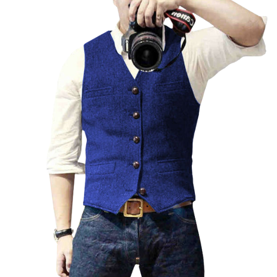 Gilet homme sans manches coupe ajustée, sept coloris, bleu ciel