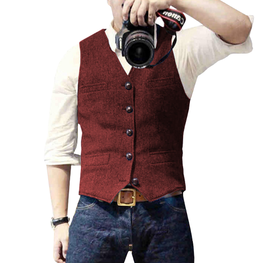 Gilet homme sans manches coupe ajustée, sept coloris, rouge