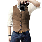 Gilet homme sans manches coupe ajustée, sept coloris, brun
