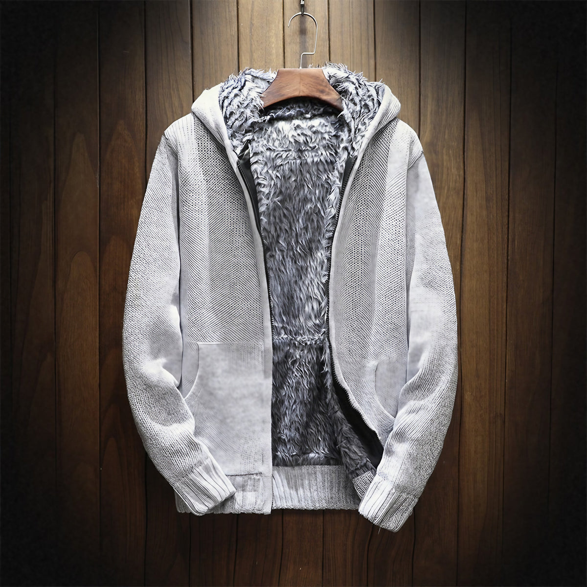 Gilet homme doublé chaud à manches longues, du XS au 4XL, gris clair