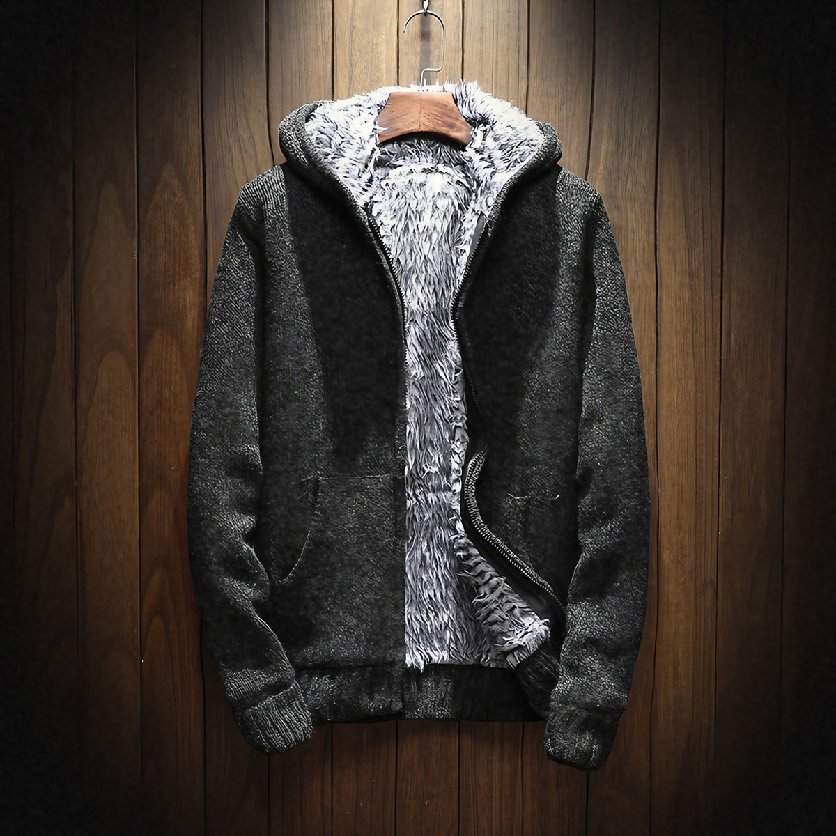 Gilet homme doublé chaud à manches longues, du XS au 4XL, noir