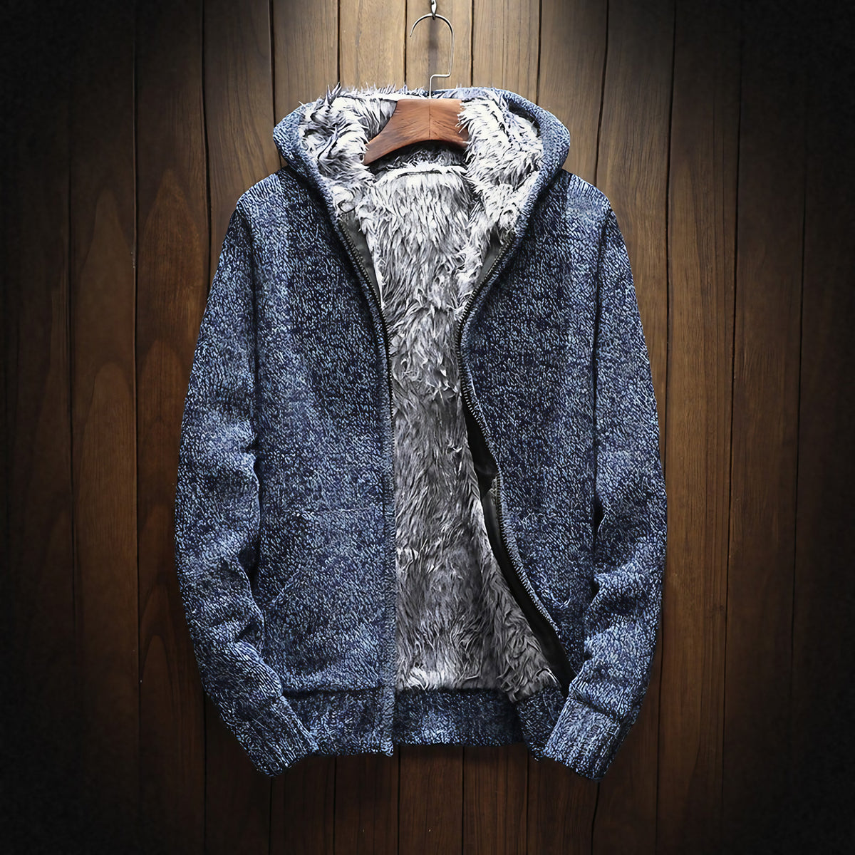 Gilet homme doublé chaud à manches longues, du XS au 4XL, bleu