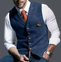 Gilet homme sans manches à col montant et boutons, huit coloris, bleu