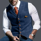 Gilet homme sans manches à col montant et boutons, huit coloris, bleu
